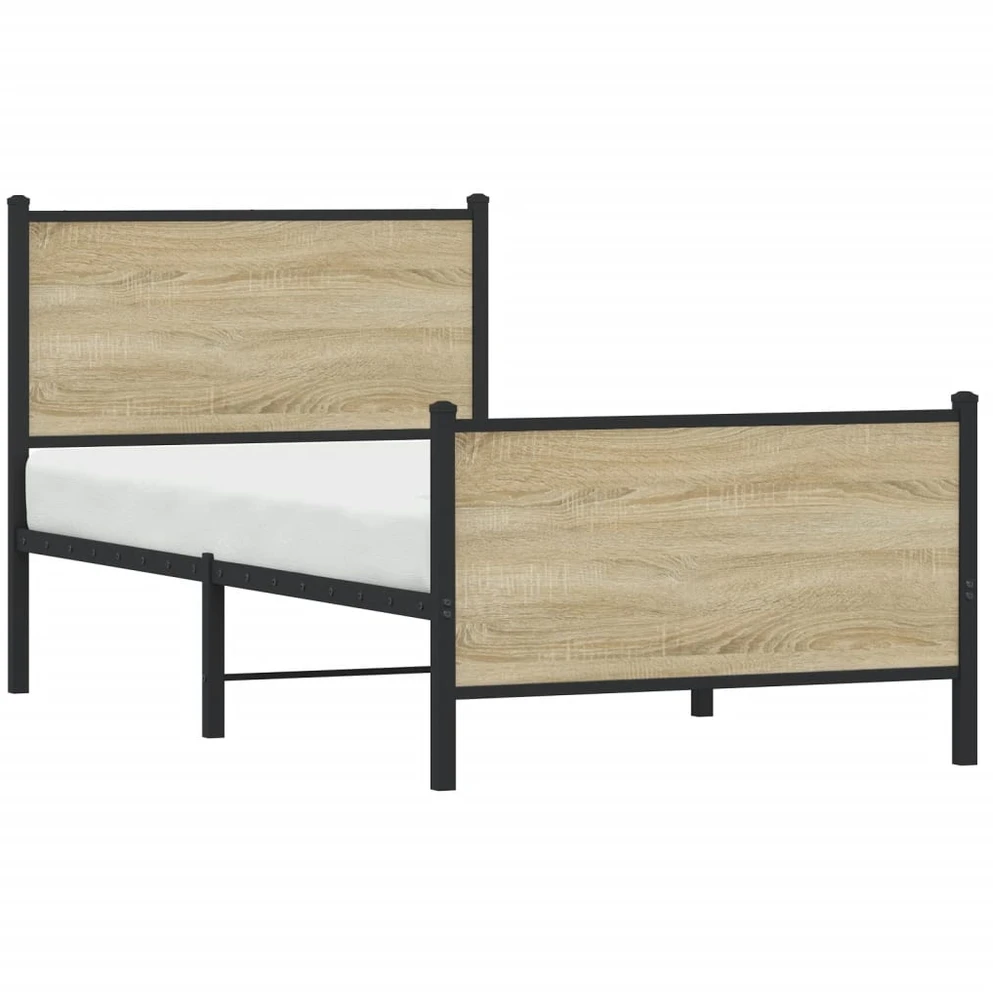 Lovos rėmas be čiužinio, sonoma ąžuolo, 75x190cm, metalas