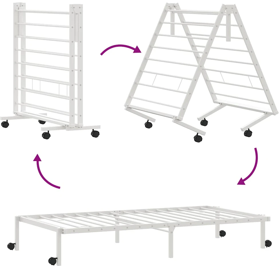 lovos rėmas be čiužinio Sulankstomas baltas 90x200 cm plienas