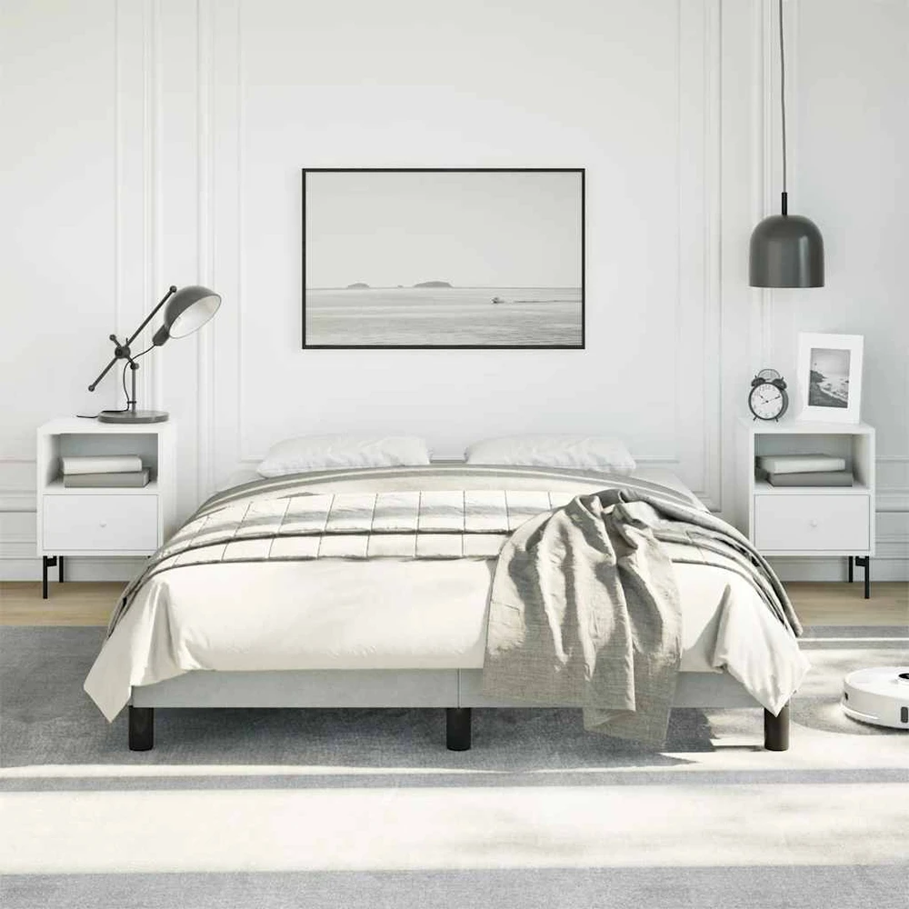 Lova Lovos rėmas be čiužinio, šviesiai pilkas, 137x190 cm, pilnas aksomas