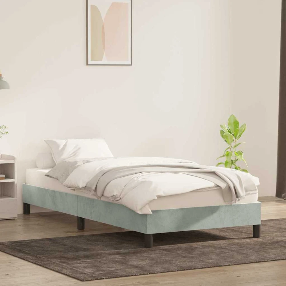 Lova Lovos rėmas be čiužinio Šviesiai pilkas 100x210 cm aksomas