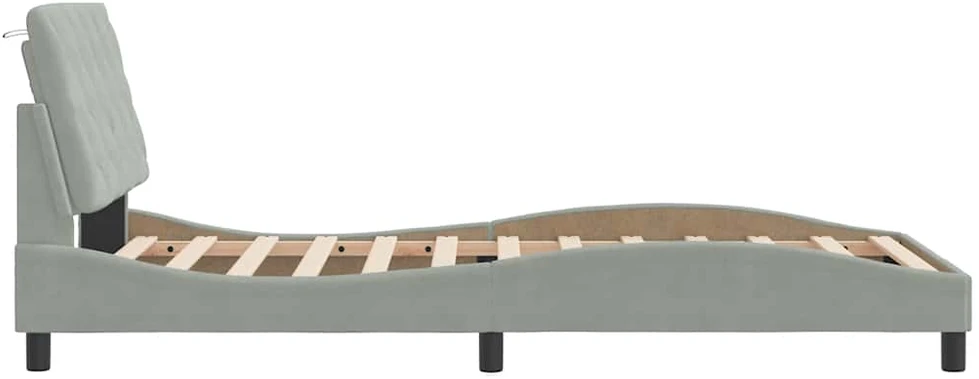Lovos rėmas be čiužinio, šviesiai pilkas, 100x200cm, aksomas