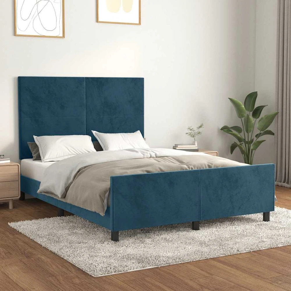 Lovos rėmas be čiužinio tamsiai mėlynas 140x190 cm aksomas
