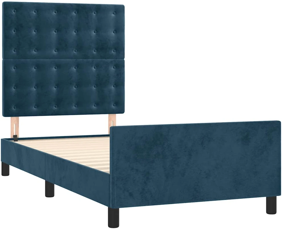 Lovos rėmas be čiužinio tamsiai mėlynas 90x200 cm aksomas