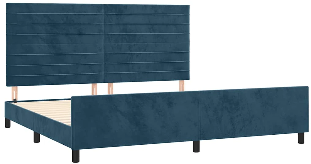 Lovos rėmas be čiužinio tamsiai mėlynas 200x200 cm aksomas