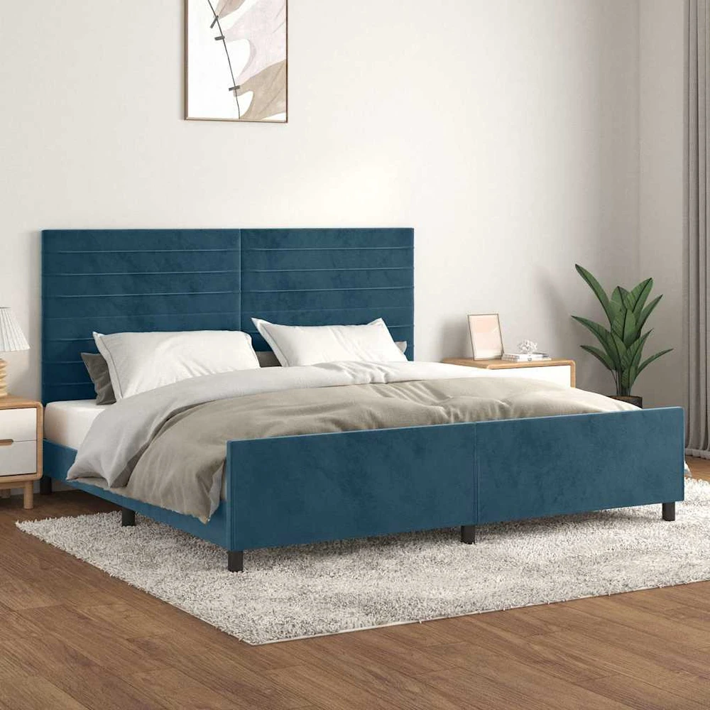 Lovos rėmas be čiužinio tamsiai mėlynas 200x200 cm aksomas