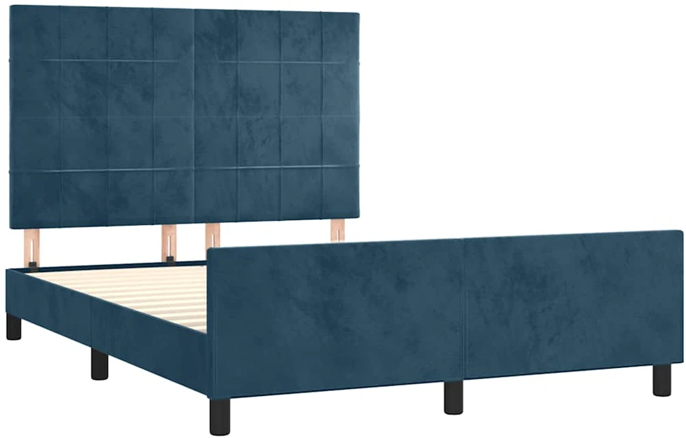 Lovos rėmas be čiužinio tamsiai mėlynas 140x190 cm aksomas