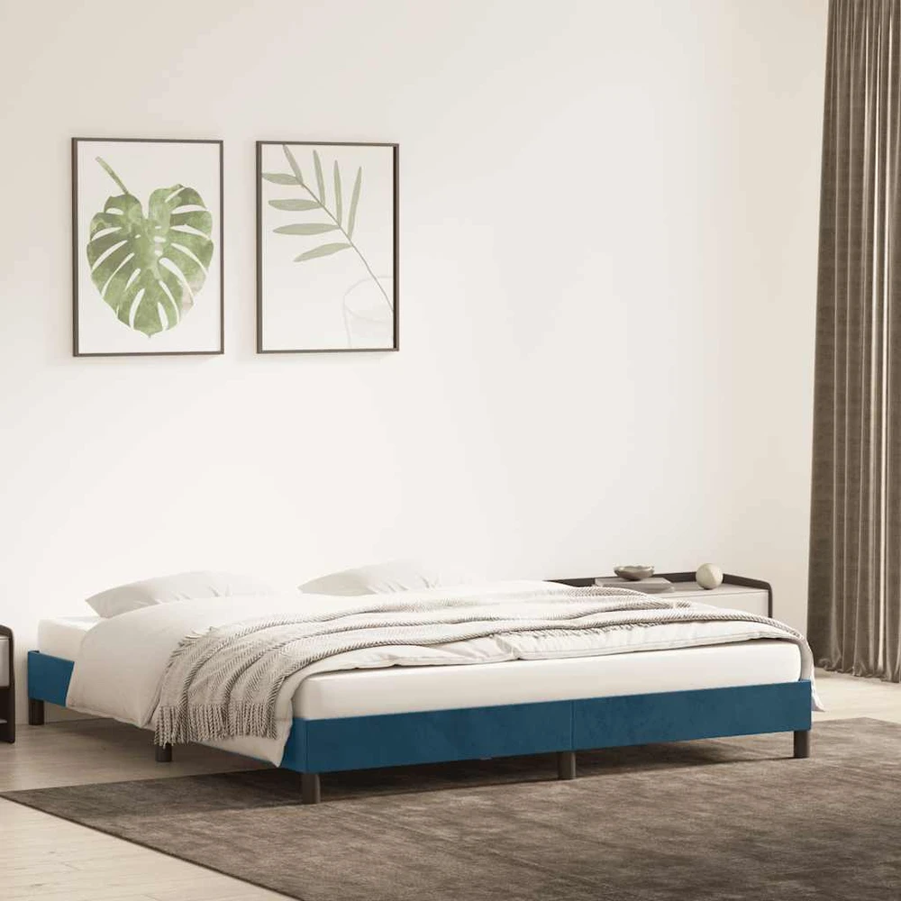 Lova Lovos rėmas be čiužinio Tamsiai mėlynas 180x220 cm aksomas