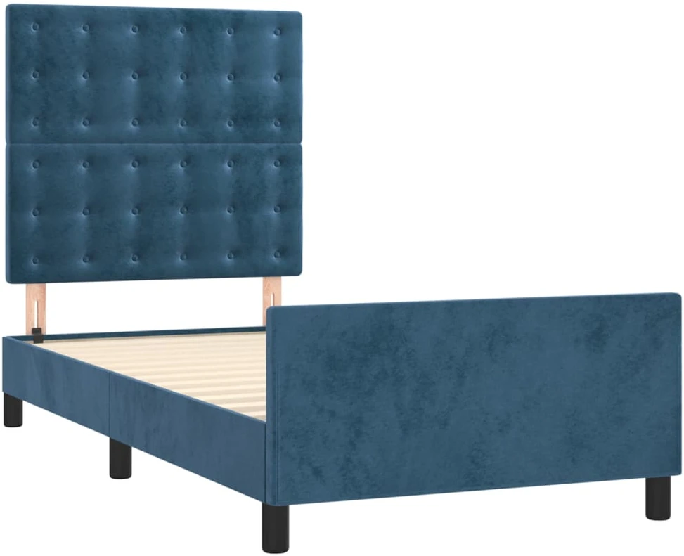 Lovos rėmas be čiužinio tamsiai mėlynas 90x190 cm aksomas