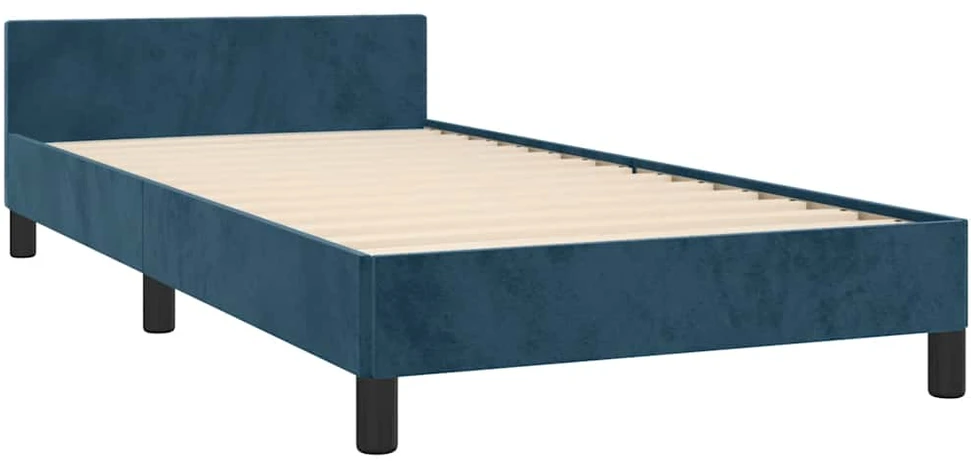 Lovos rėmas be čiužinio tamsiai mėlynas 90x190 cm aksomas