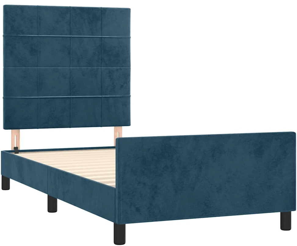 Lovos rėmas be čiužinio tamsiai mėlynas 100x200 cm aksomas
