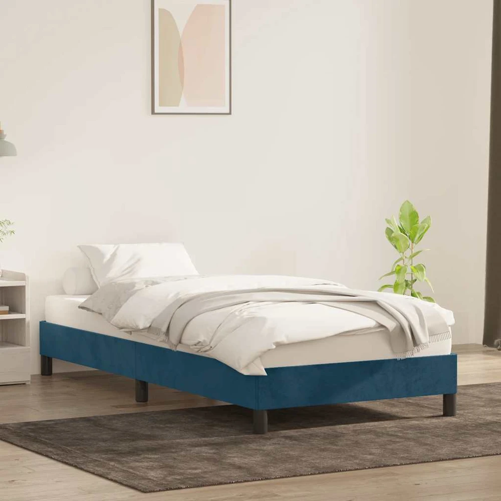 Lova Lovos rėmas be čiužinio Tamsiai mėlynas 100x210 cm aksomas