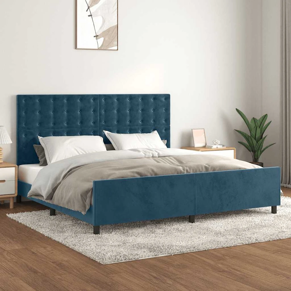 Lovos rėmas be čiužinio tamsiai mėlynas 200x200 cm aksomas