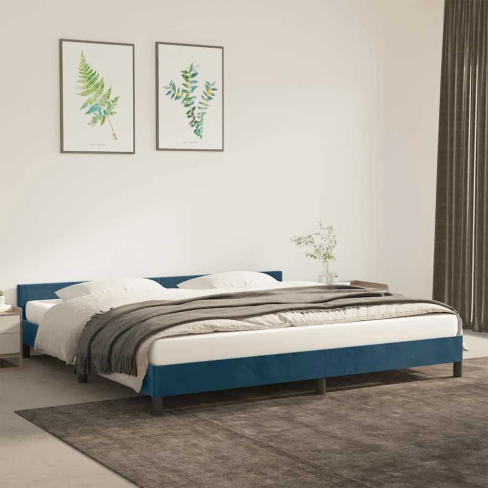 Lovos rėmas be čiužinio tamsiai mėlynas 200x200 cm aksomas