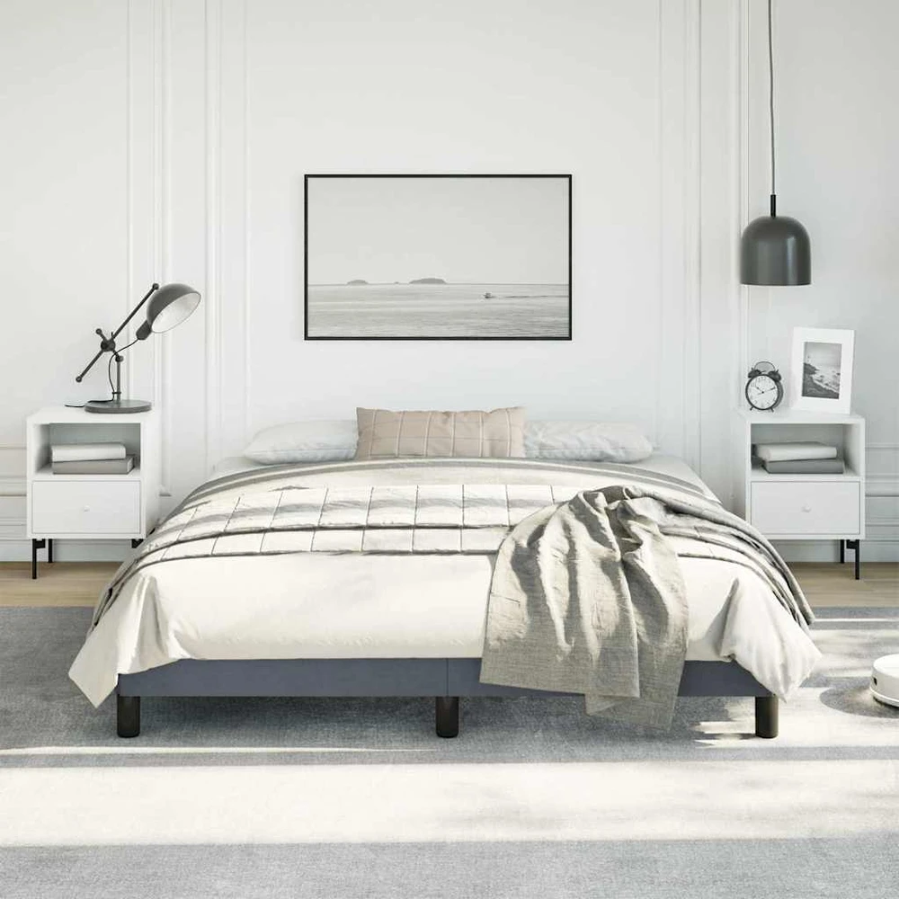 Lova Lovos rėmas be čiužinio, tamsiai pilkas, 152x203 cm, karalienės spalvos, aksomas