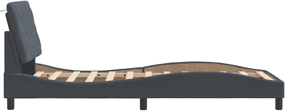 Lovos rėmas be čiužinio, tamsiai pilkas, 80x200cm, aksomas
