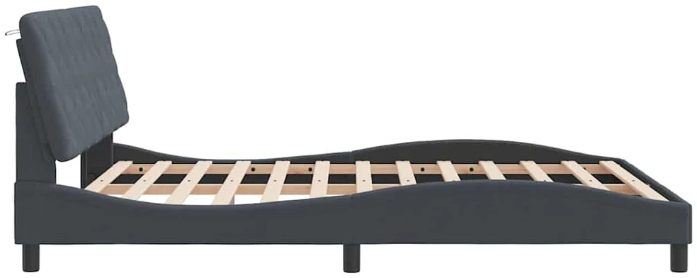 Lovos rėmas be čiužinio, tamsiai pilkas, 160x200cm, aksomas