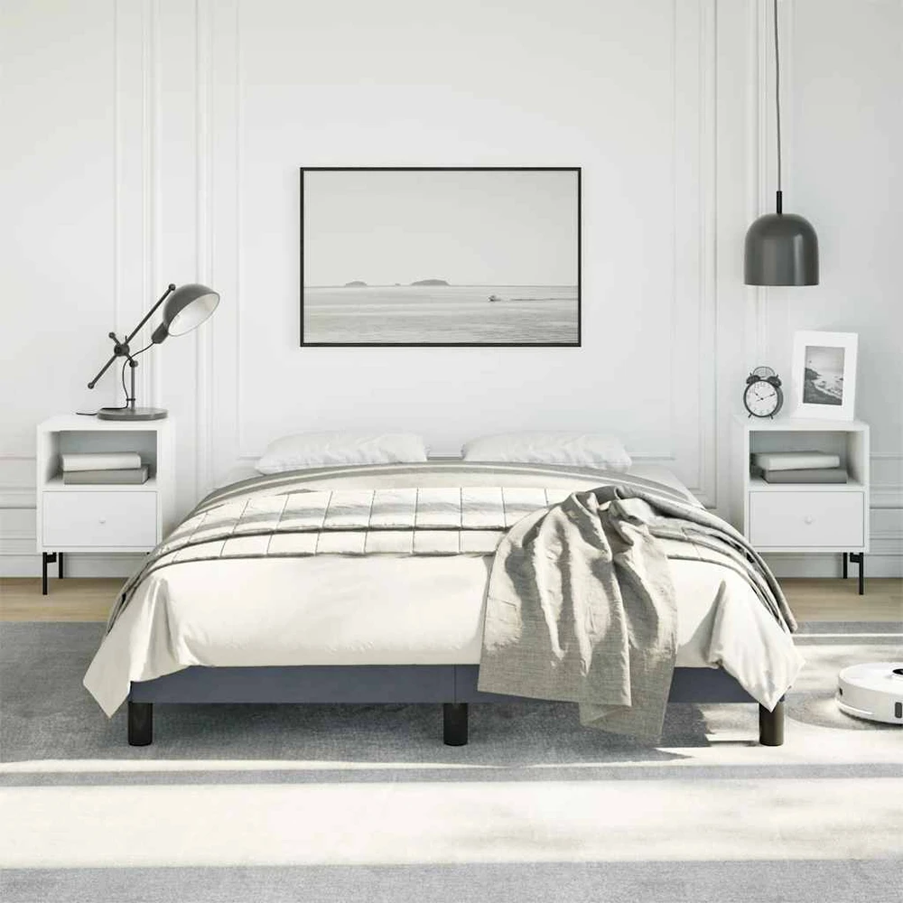 Lova Lovos rėmas be čiužinio, tamsiai pilkas, 137x190 cm, pilnas aksomas