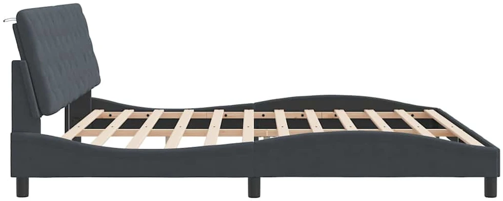 Lovos rėmas be čiužinio, tamsiai pilkas, 200x200cm, aksomas