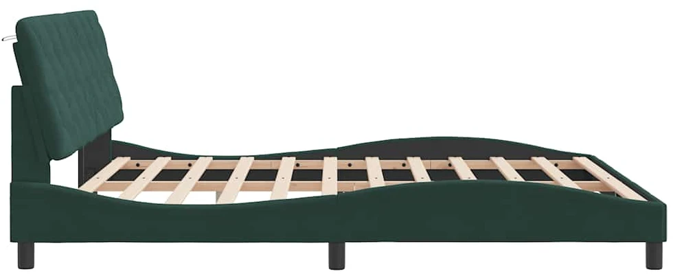 Lovos rėmas su galvūgaliu, tamsiai žalias, 180x200 cm, aksomas