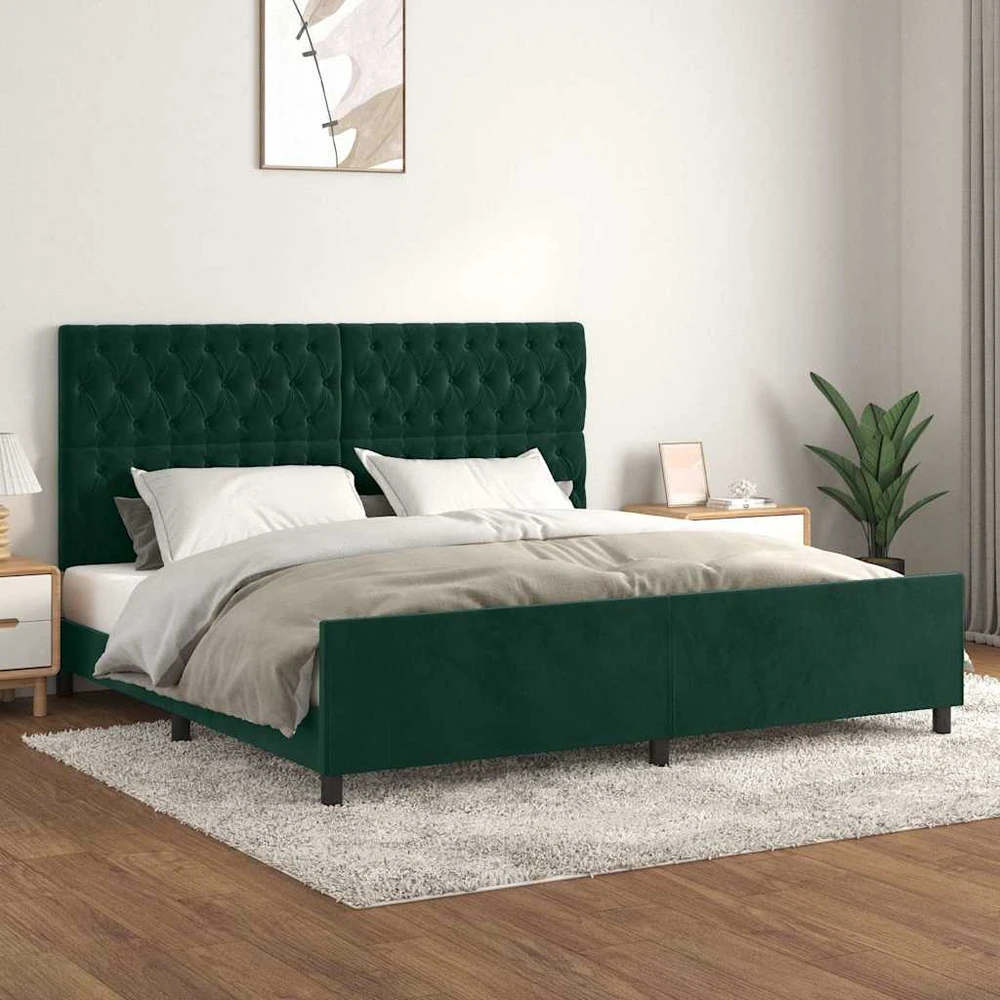 Lovos rėmas be čiužinio tamsiai žalias 200x200 cm aksomas