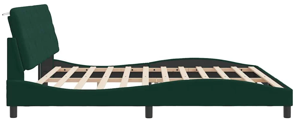 Lovos rėmas su galvūgaliu, tamsiai žalias, 200x200 cm, aksomas