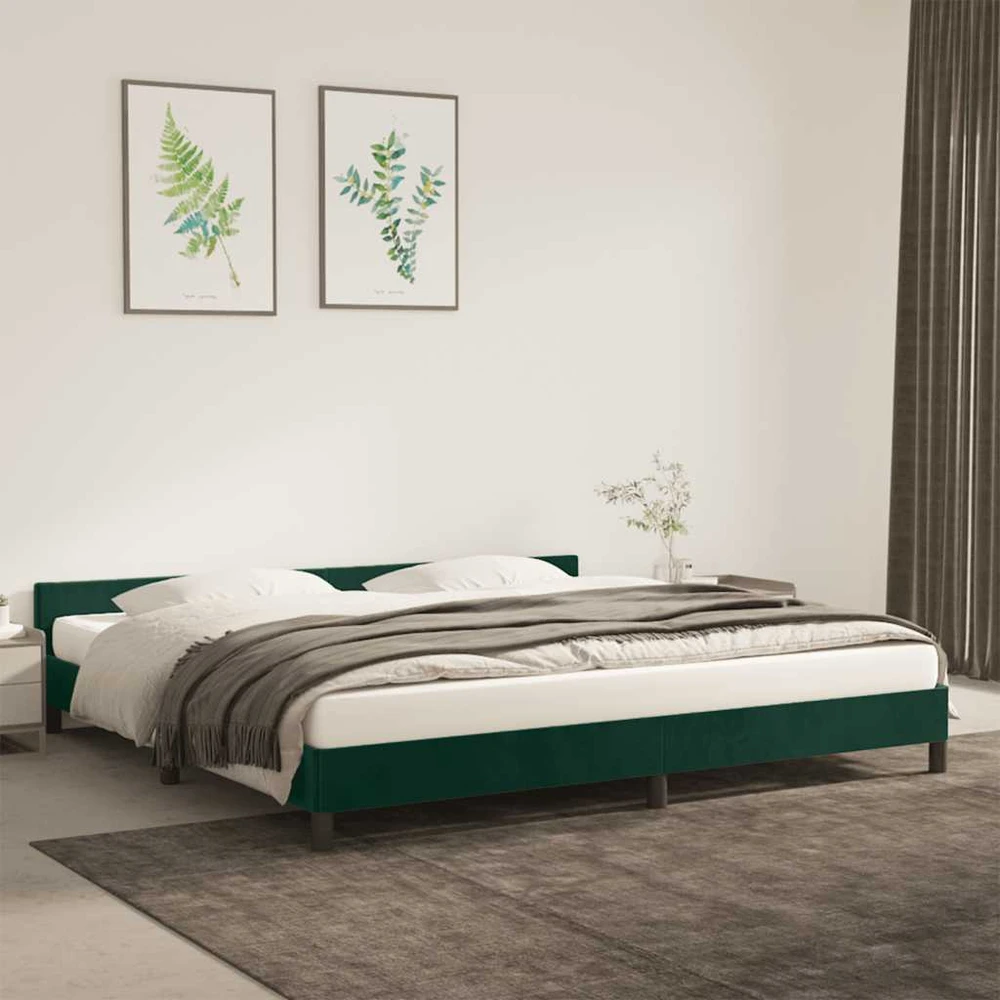 Lovos rėmas be čiužinio tamsiai žalias 200x200 cm aksomas
