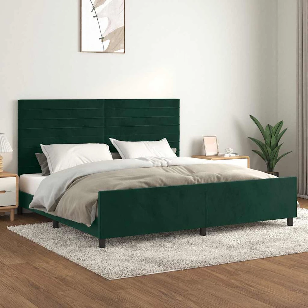 Lovos rėmas be čiužinio tamsiai žalias 200x200 cm aksomas