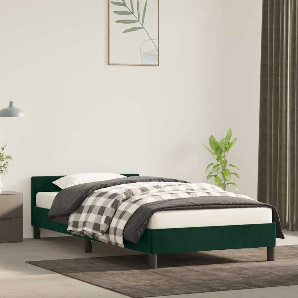 Lovos rėmas be čiužinio tamsiai žalias 90x200 cm aksomas