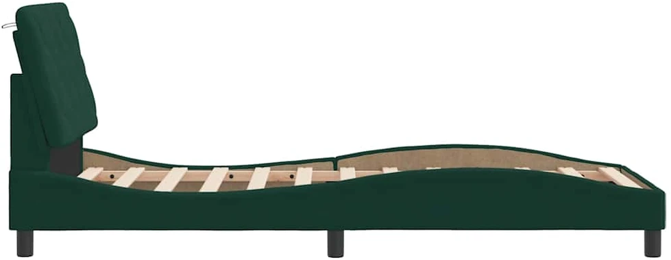 Lovos rėmas su galvūgaliu, tamsiai žalias, 90x200 cm, aksomas