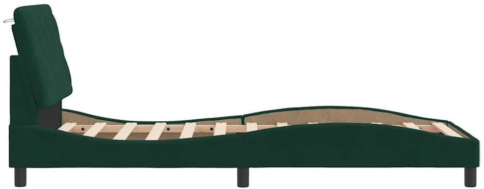 Lovos rėmas su galvūgaliu, tamsiai žalias, 80x200 cm, aksomas