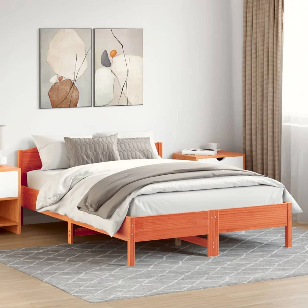 Lovos rėmas be čiužinio, vaško rudas, 150x200cm, pušies masyvas