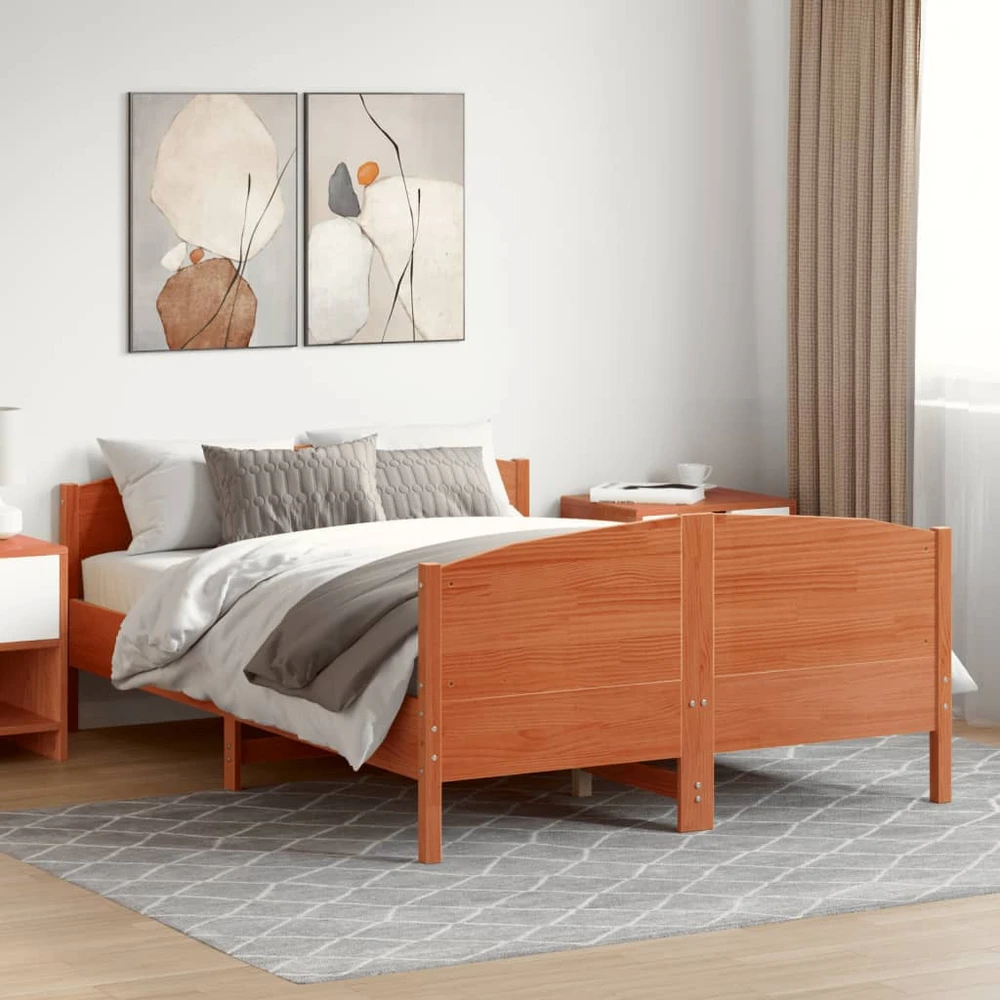 Lovos rėmas be čiužinio, vaško rudas, 160x200cm, pušies masyvas