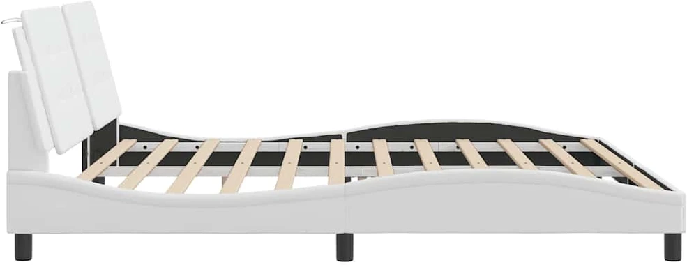 Lovos rėmas su galvūgaliu, baltos, 200x200 cm, dirbtinė oda