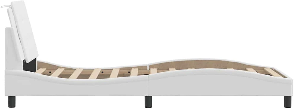 Lovos rėmassu galvūgaliu, baltos, 90x200 cm, dirbtinė oda