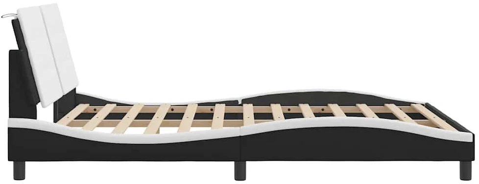 Lovos rėmas, juodas/baltas, 160x200cm, dirbtinė oda