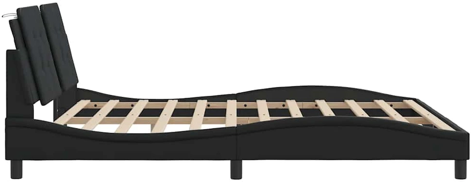 Lovos rėmas su galvūgaliu, juodos, 180x200cm, dirbtinė oda