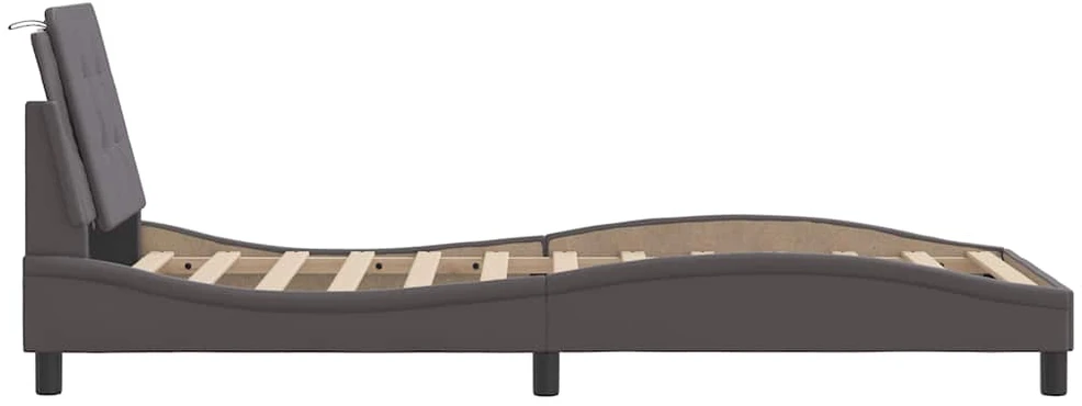 Lovos rėmas su galvūgaliu, pilkas, 80x200cm, dirbtinė oda