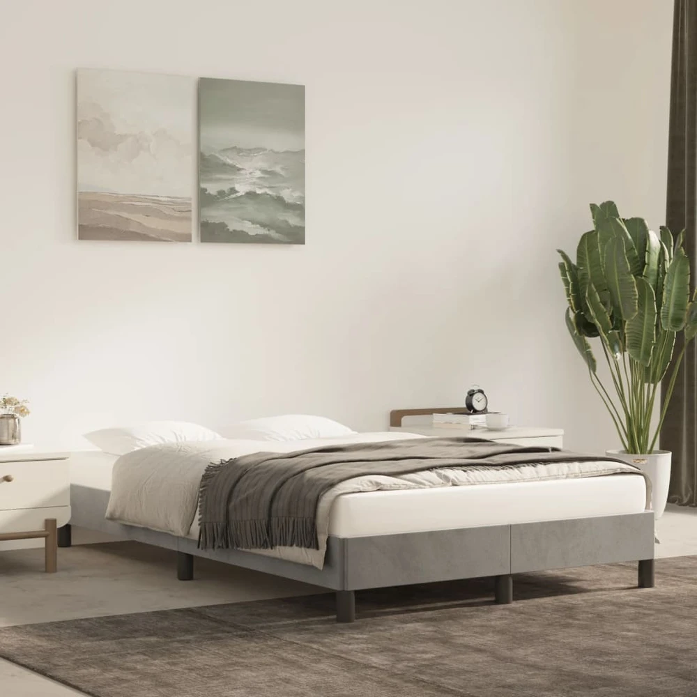 Lovos rėmas be čiužiniu, pilkas, 120x190 cm, aksomas
