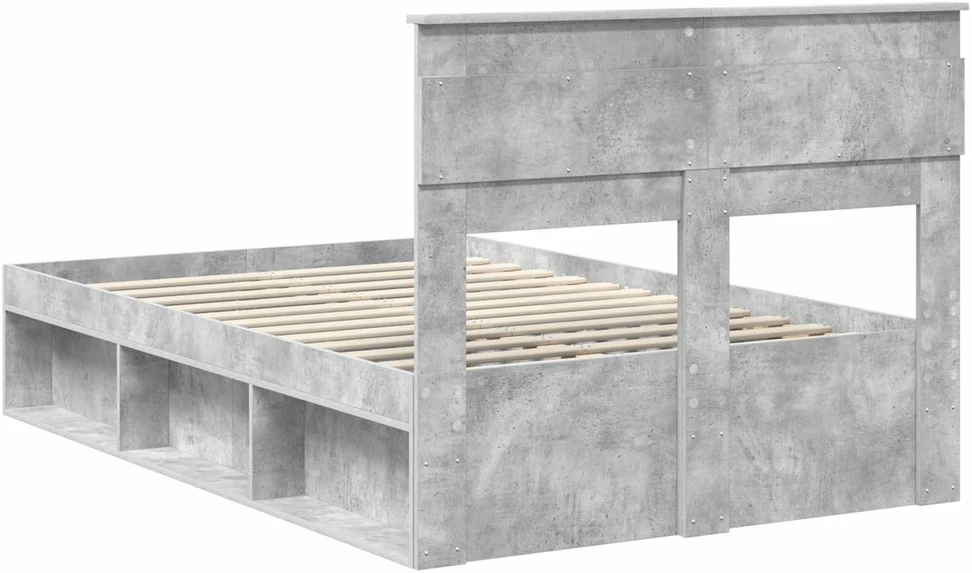 Lova Lovos rėmas Betoninė 120 x 190 cm Kietos pušies mediena