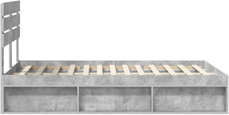 Lova Lovos rėmas Betoninė 120 x 190 cm Kietos pušies mediena