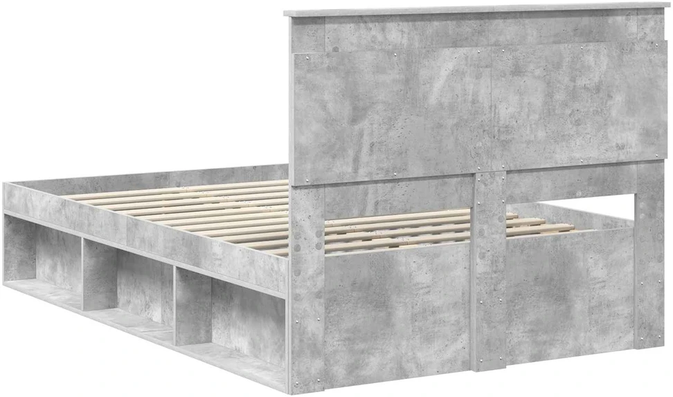 Lova Lovos rėmas Betoninė 120 x 190 cm Kietos pušies mediena