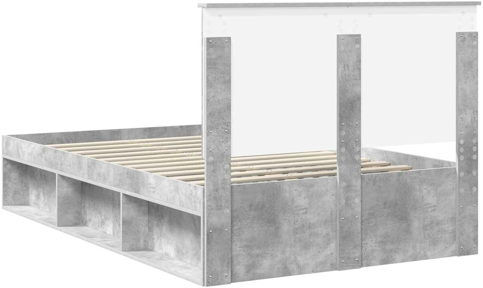 Lova Lovos rėmas Betoninė 120 x 190 cm Kietos pušies mediena