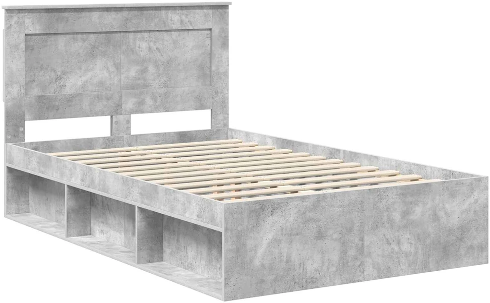 Lova Lovos rėmas Betoninė 120 x 190 cm Kietos pušies mediena