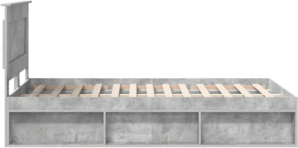 Lova Lovos rėmas Betoninė 120 x 190 cm Kietos pušies mediena