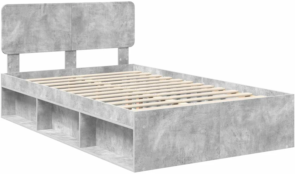 Lova Lovos rėmas Betoninė 120 x 200 cm Kietos pušies mediena