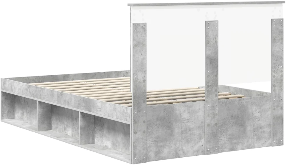 Lova Lovos rėmas Betoninė 120 x 200 cm Kietos pušies mediena
