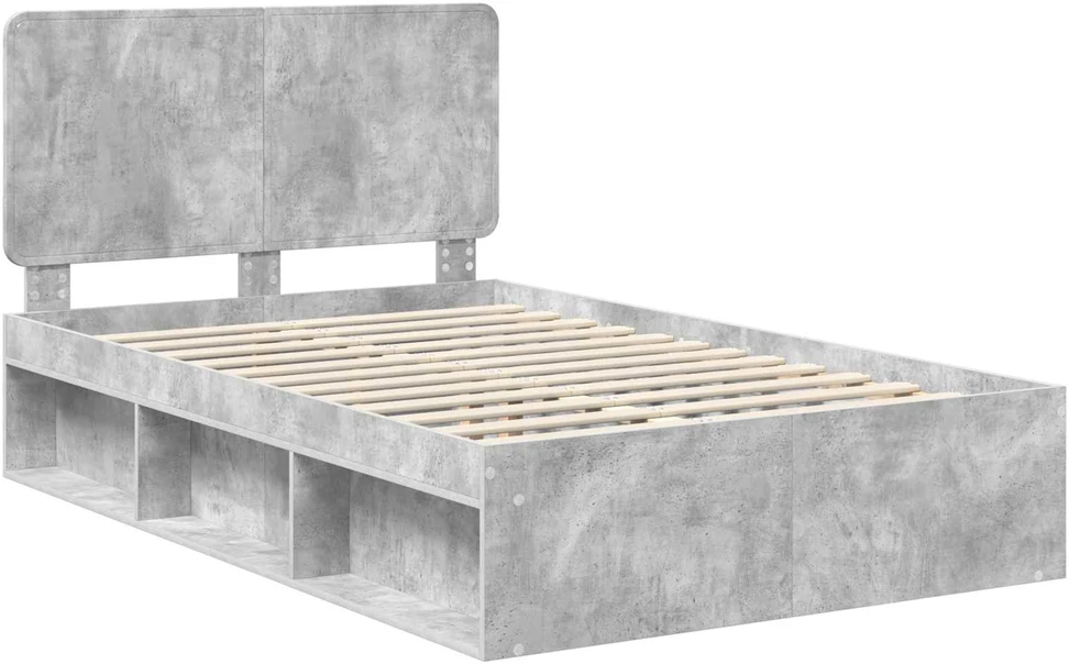 Lova Lovos rėmas Betoninė 120 x 200 cm Kietos pušies mediena