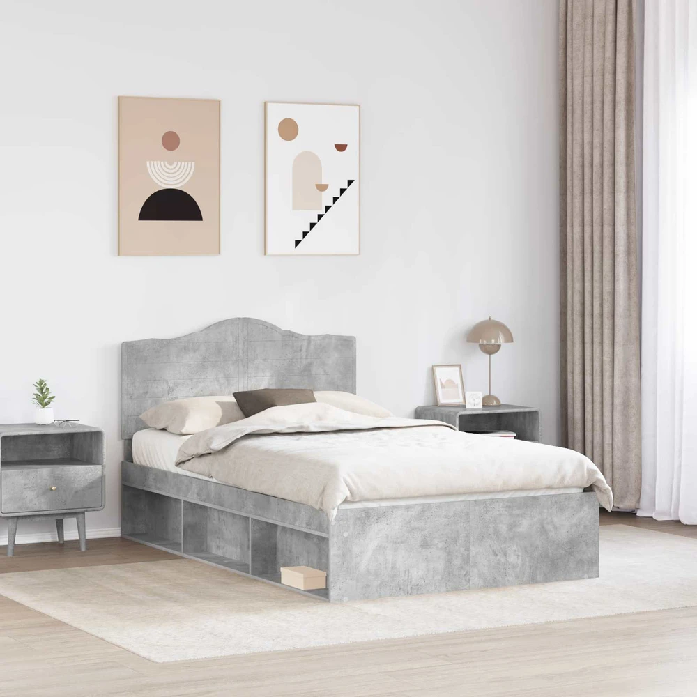 Lova Lovos rėmas Betoninė 120 x 200 cm Kietos pušies mediena