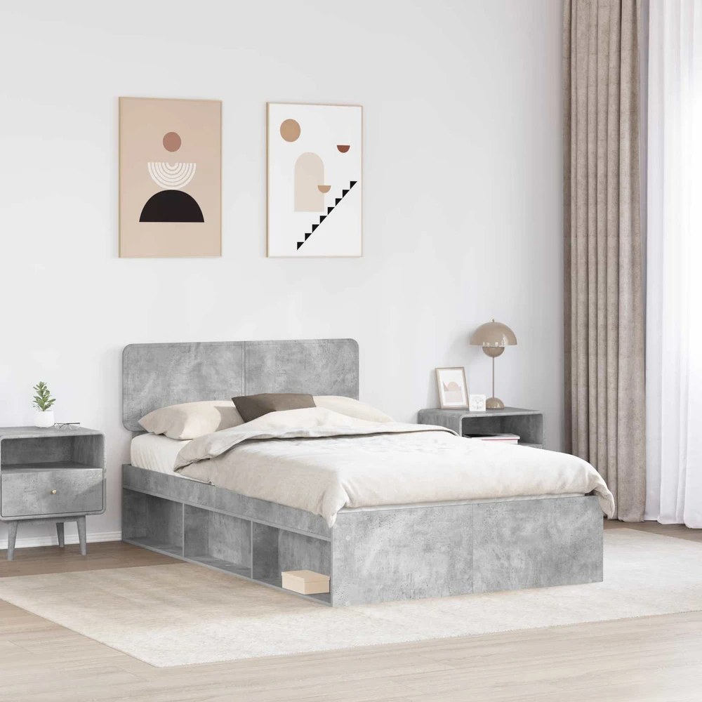 Lova Lovos rėmas Betoninė 120 x 200 cm Kietos pušies mediena