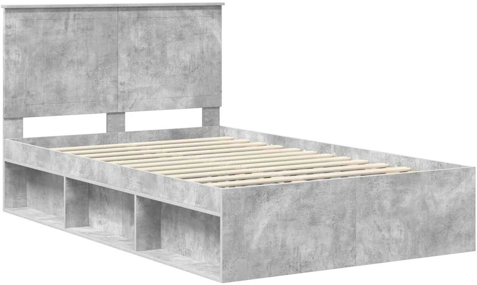 Lova Lovos rėmas Betoninė 120 x 200 cm Kietos pušies mediena